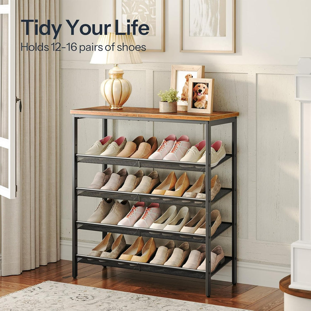 HOOBRO Shoe Rack for Entryway, 5-Tier Shoe Organizer with Adjustable Mesh She...