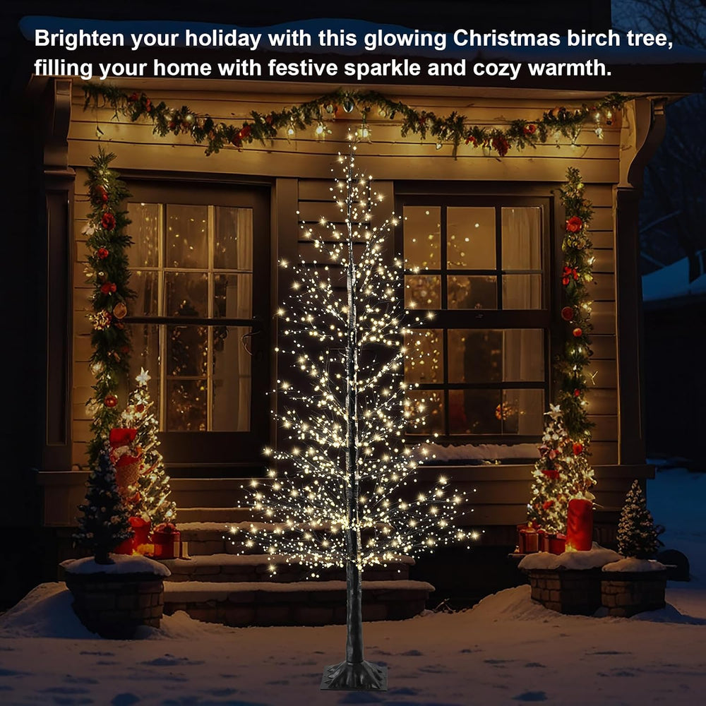 7FT Lighted Halloween Tree,1500 Warm Lights. Indoor Outdoor Halloween Decor