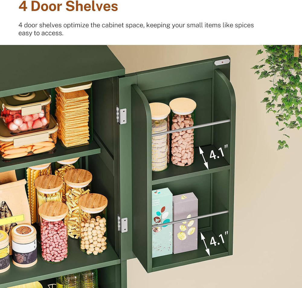 Kitchen Pantry Cabinet with 4 Door Shelves, Tall Storage Cabinet