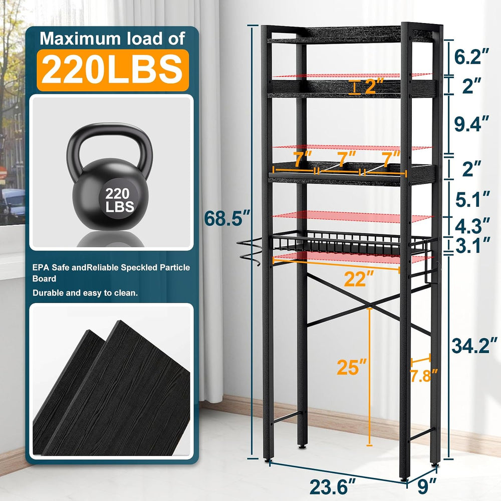 Over The Toilet Storage Cabinet,4 Tier Bathroom Organizer and Storage With Ad...