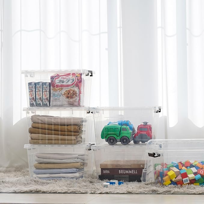 Citylife 22 QT Clear Plastic Storage Bins (4 Packs)