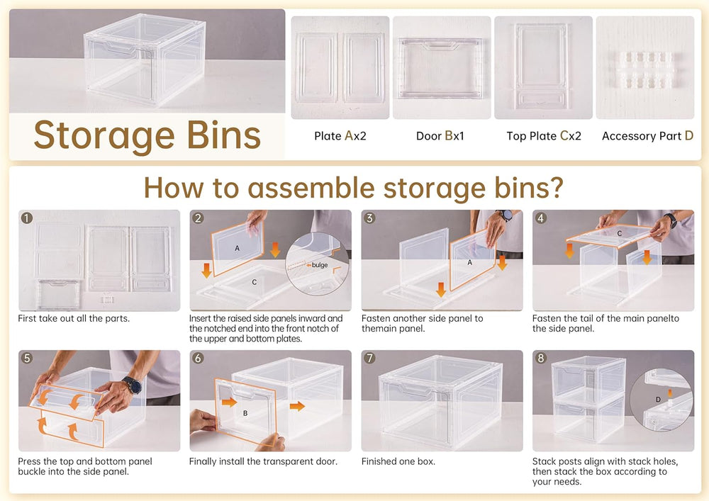 6 Pack Clear Storage Bins with Lids, 19 Qt Closet Organizers and Storage