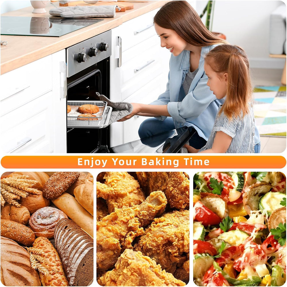 Air Fryer Basket for Oven, 3 Set Stainless Steel Oven Air Fryer Basket and Tr...