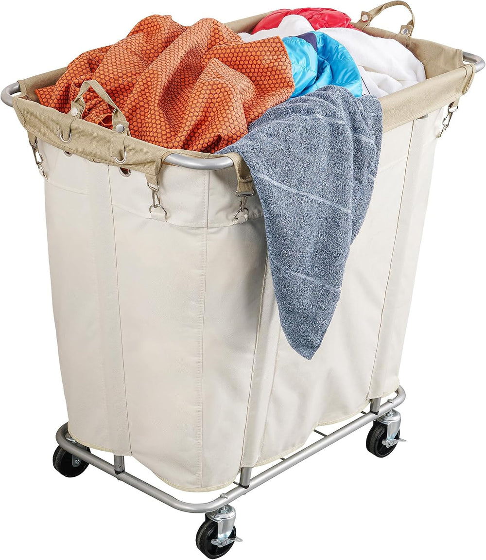 PLKOW 320L Rolling Laundry Cart with Wheels, Beige