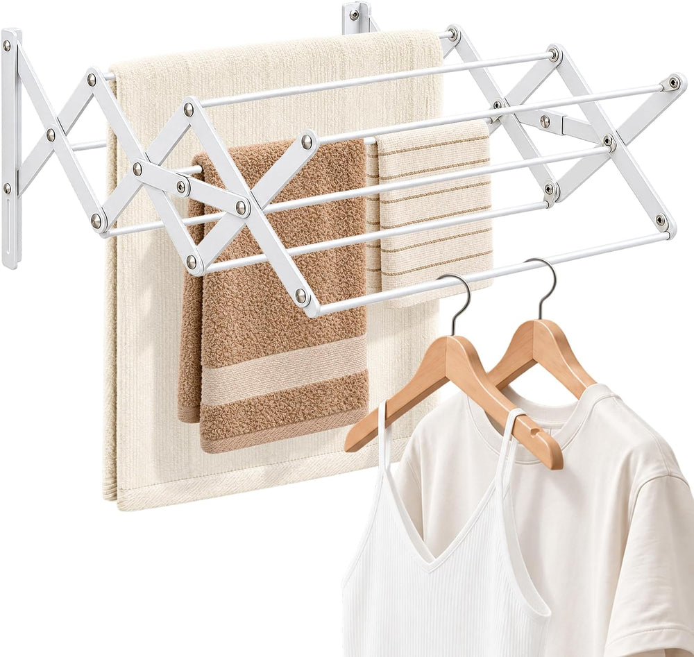 STORAGE MANIAC Wall Mounted Clothes Drying Rack Foldable Laundry Rack