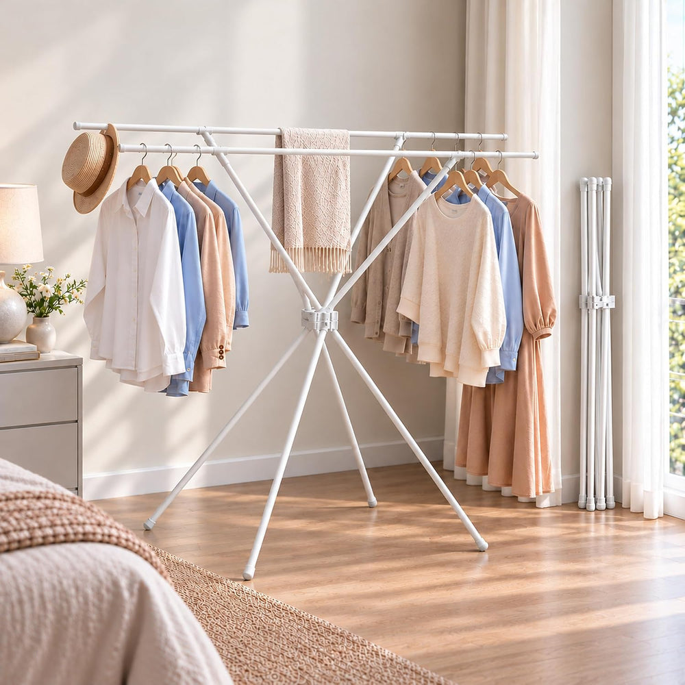 X-Frame Clothes Drying Rack, Foldable Clothes Rack, 100 lb Capacity, 5.5 lb
