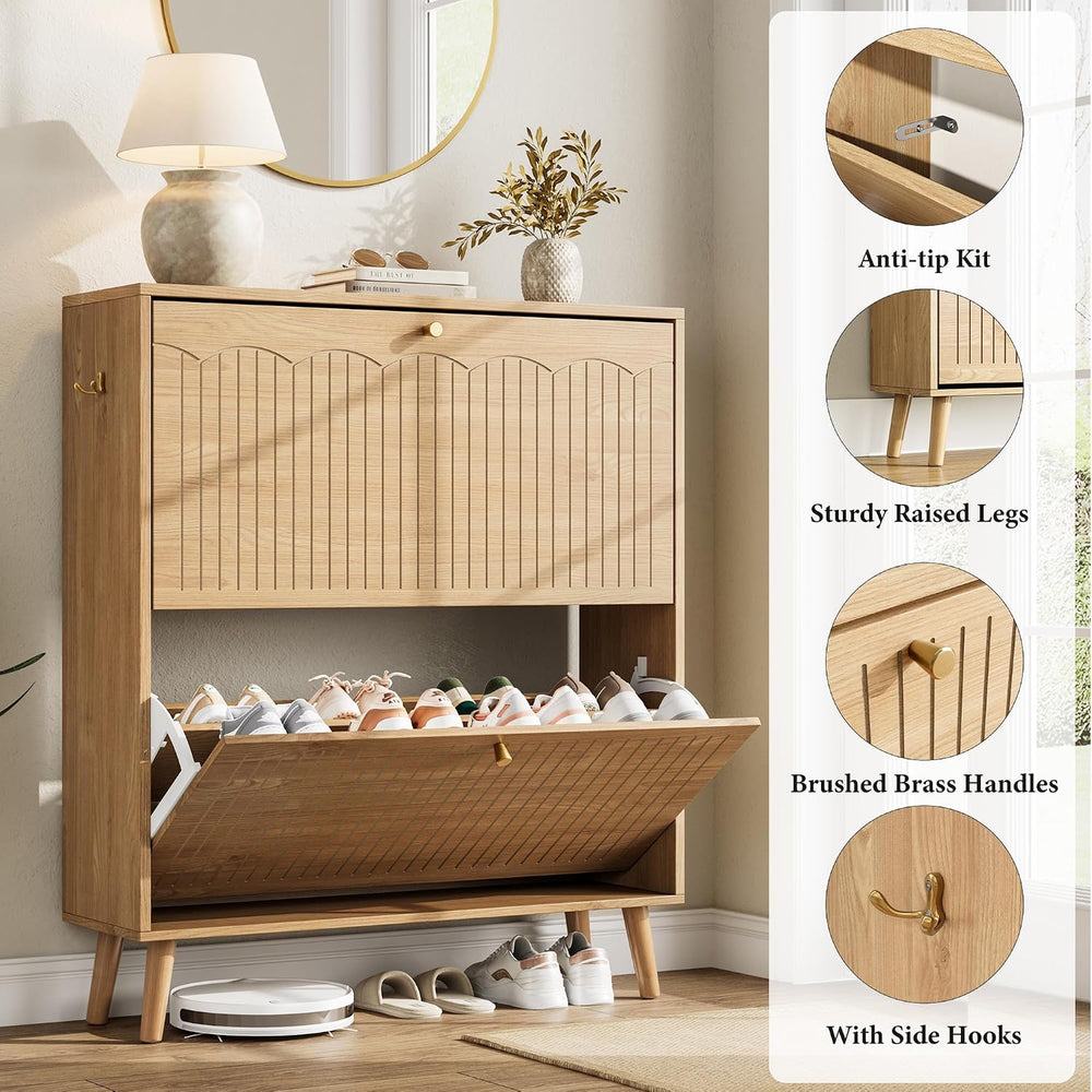 Nicetree Arch-Chic Shoe Cabinet for Entryway, Modern Mid-Century Shoe Storage...