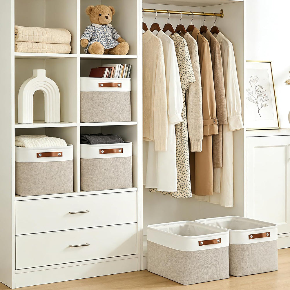 Storage Bins Large Fabric Storage Baskets for Shelves 3 Pack, Decorative Line...