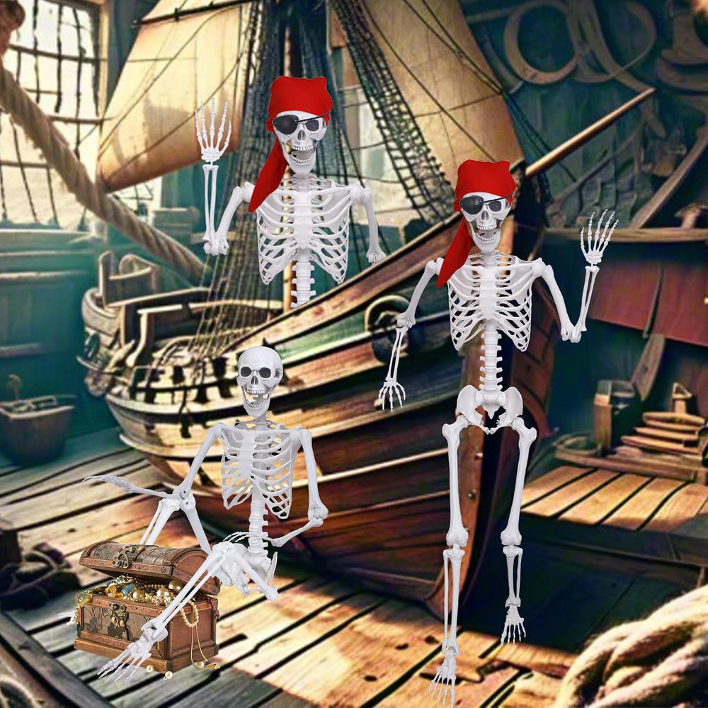 2 Pack 5.4Ft Halloween Skeletons Posable Skeletons Life Size Full Body Bones ...