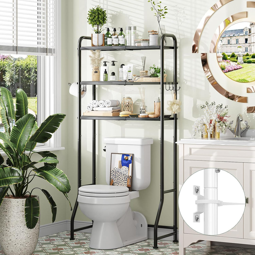 Simple Trending Expandable Over The Toilet Storage Rack, Metal 3 Tier Bathroo...