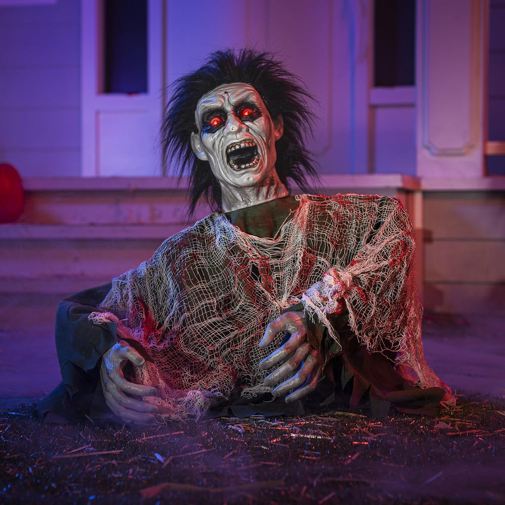 JOYIN Halloween Outdoor Decoration Zombie Groundbreaker, Animatronics Zombie ...