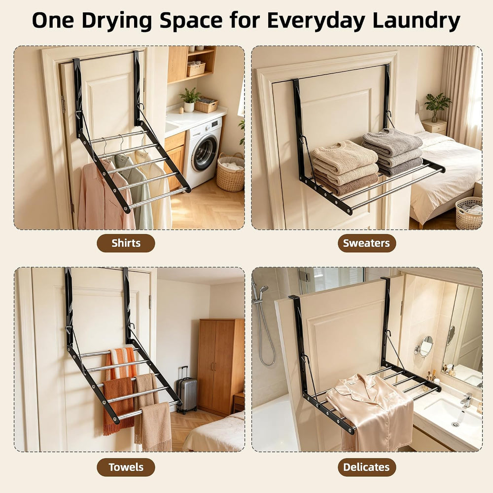 Over the Door Drying Rack, Adjustable Length Clothes & Towel Rack