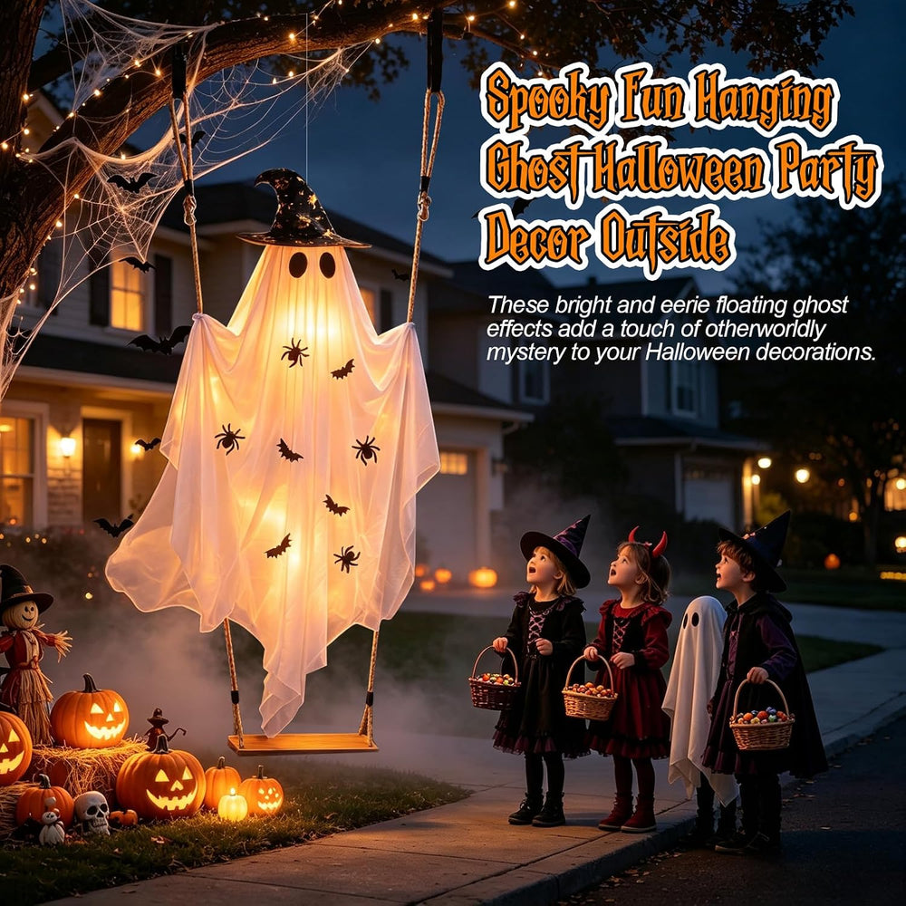 Halloween Outdoor Decorations,5 FT Large Hanging Swing Ghost