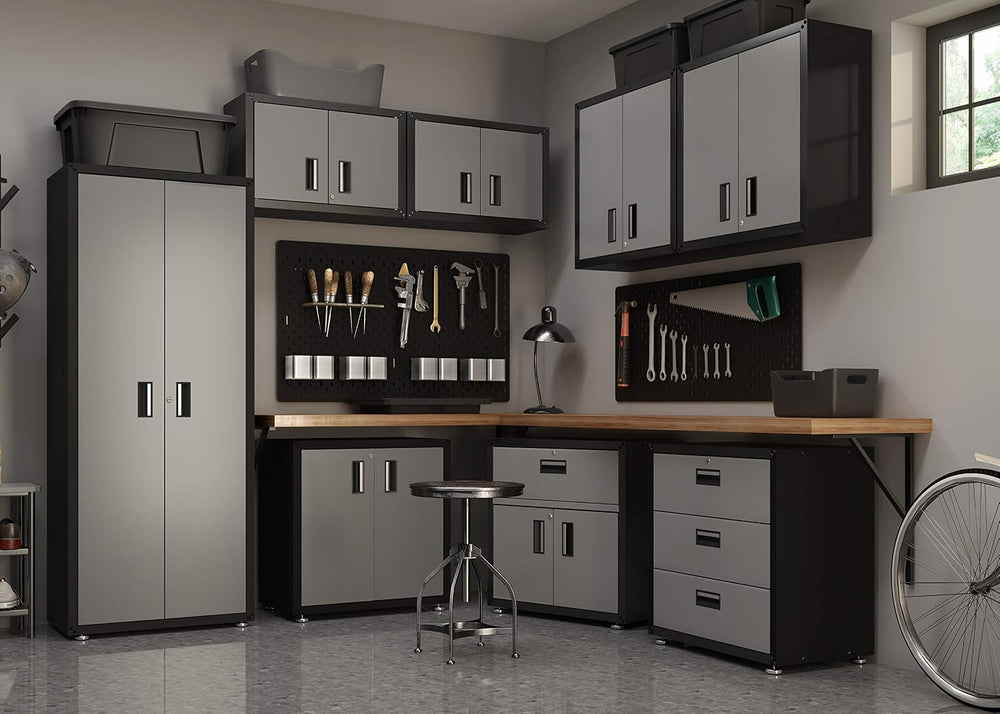 Floating Garage Storage Cabinet - Heavy-Duty Wall Mount Steel Cabinet, Lockab...