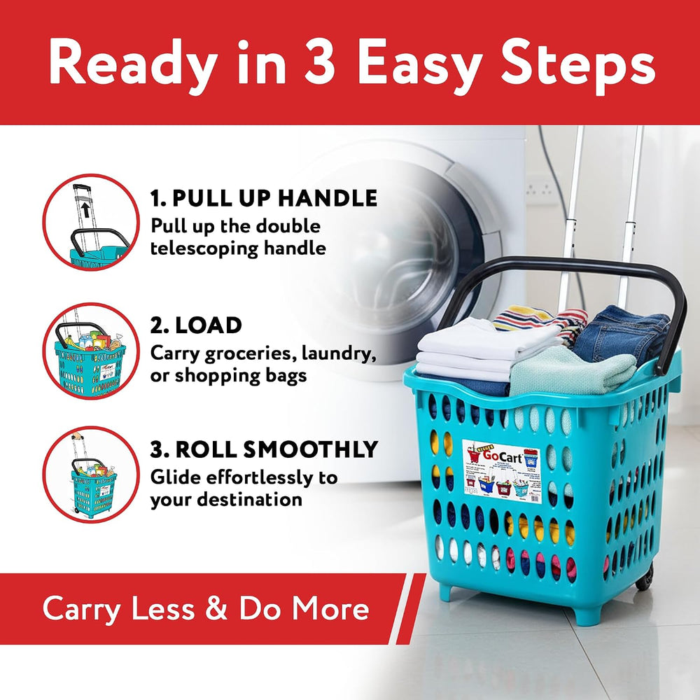 dbest products Bigger GoCart Grocery Cart Rolling Shopping Laundry Basket on ...