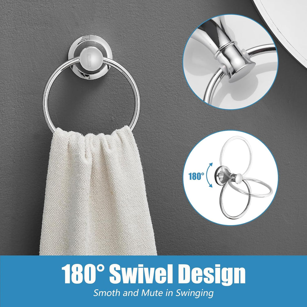 Pivoting Toilet Paper Holder and Hand Towel Ring, Polished Chrome