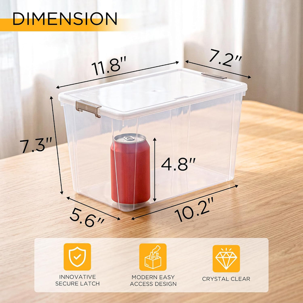 Citylife 6Packs 7.8Qt Plastic Storage Bins with Lids, Clear Organizer