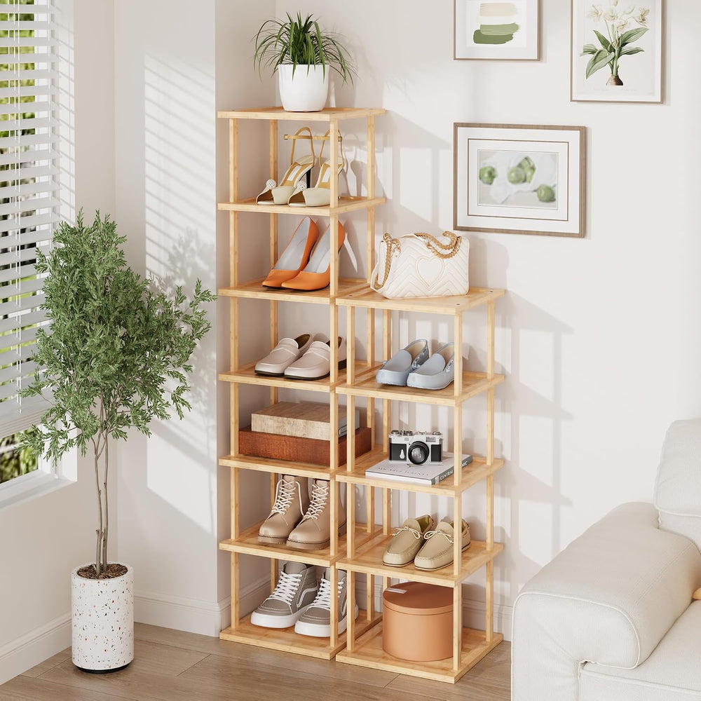 Vertical Tall Shoe Rack Organizer for Entryway -12 Tier Free Standing Slim Na...