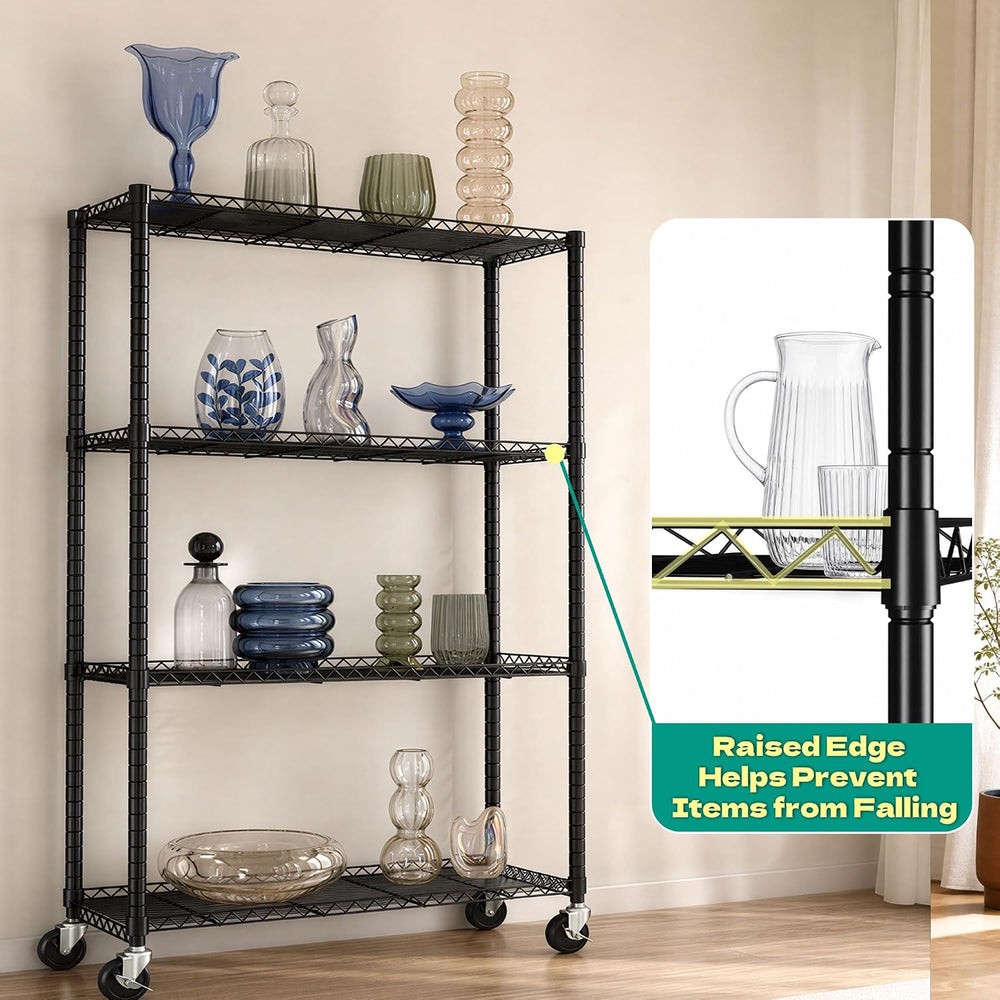 Storage Shelves with Cover & Wheels, 36" W x 14" D x 63" H