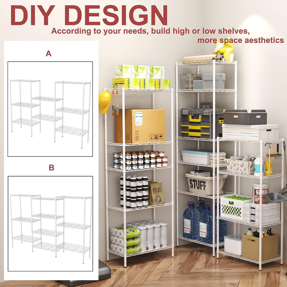 HOMEFORT 4-Shelving Unit, Adjustable Wire Shelving, Metal Wire Shelf Rack Org...