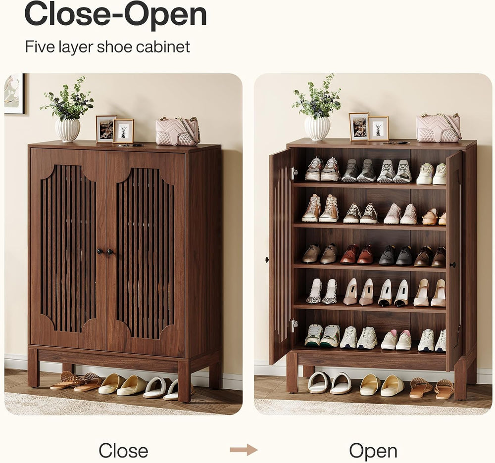 Tribesigns Shoe Cabinet with Doors, 5-Tier Shoe Storage Cabinet with Adjustab...