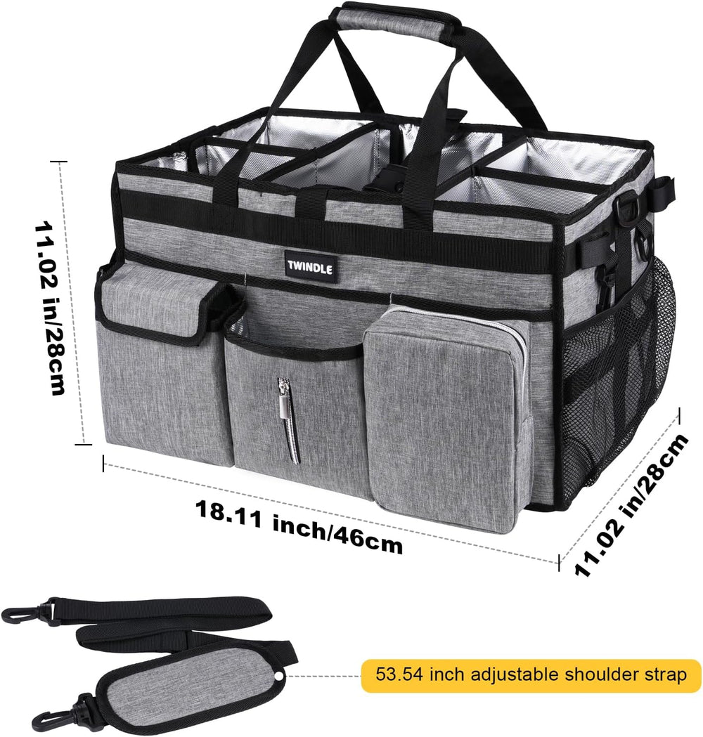 Extra Large Cleaning Caddy Bag with Rigid Support Board, Cleaning Organizer T...