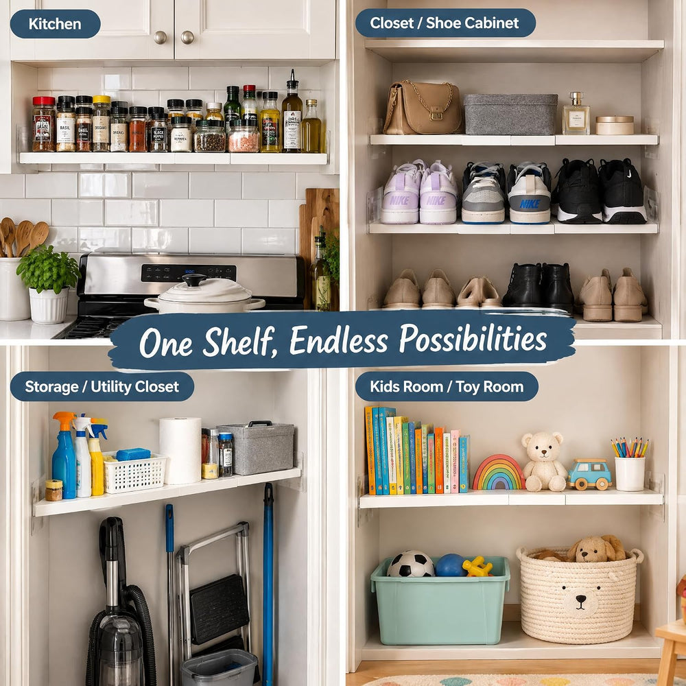 Expandable Closet Shelf Organizer, Adjustable Shelves, Small 1 Pack