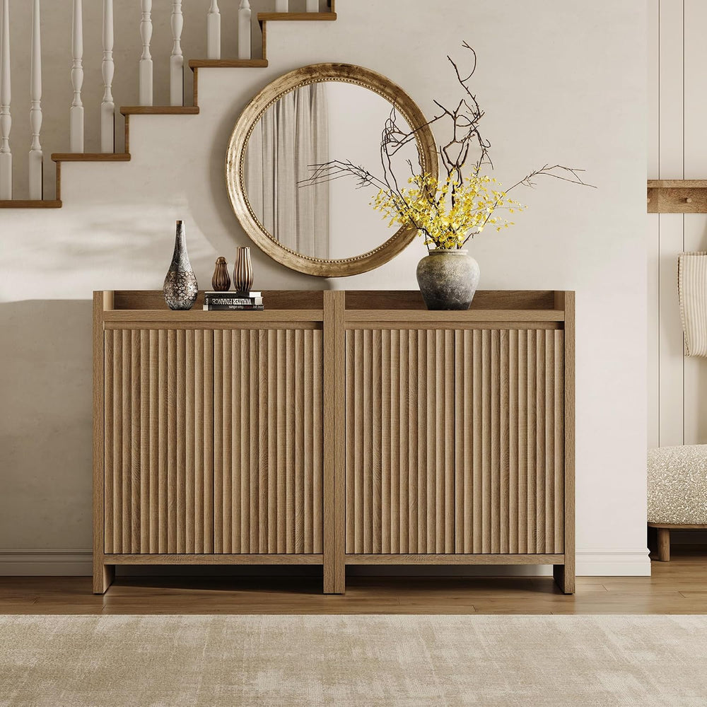 SICOTAS Shoe Cabinet for Entryway, Fluted 6-Tier Shoe Storage Cabinet