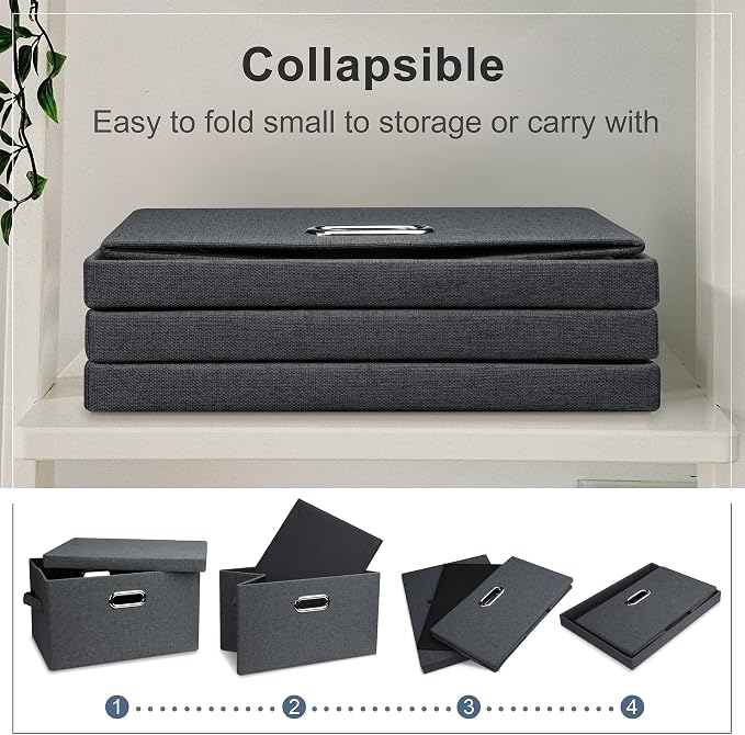 Medium 15" 21 Quart Collapsible Stackable Storage Bins (5 Packs)
