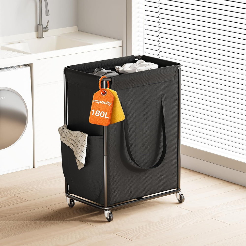 Homeiju 2-Section 180L Large Laundry Hamper with Wheels, Rolling Laundry Bask...