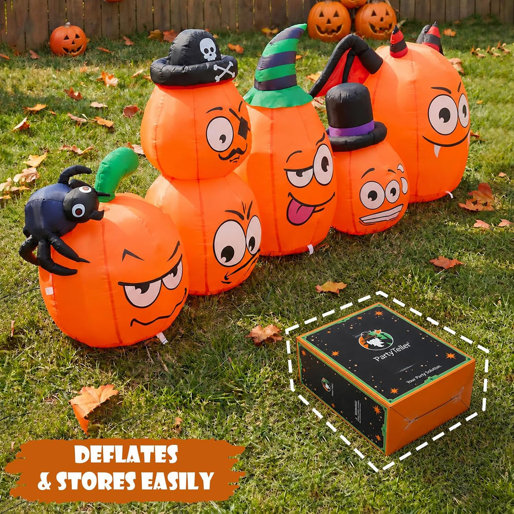 8FT Long Halloween Inflatable Pumpkin Outdoor Decoration Built-in LED Light