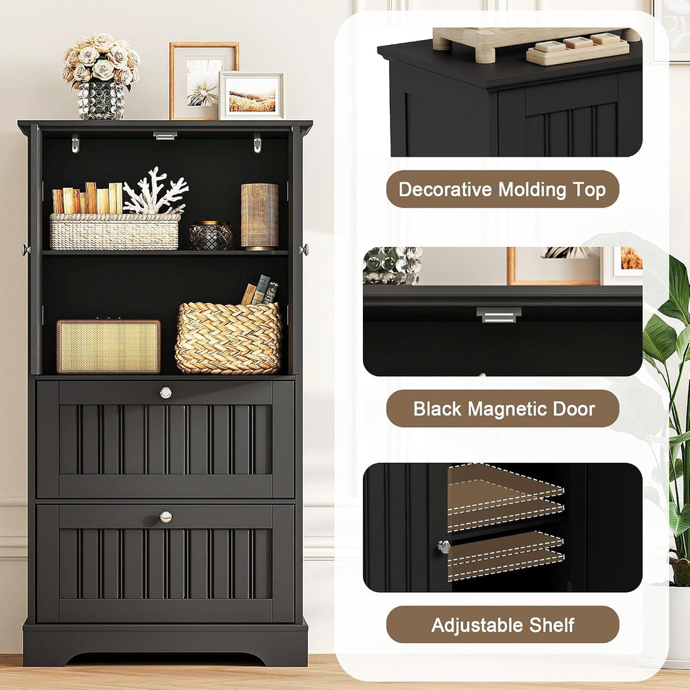 Bathroom Floor Cabinet with 2 Drawers and Adjustable Shelf