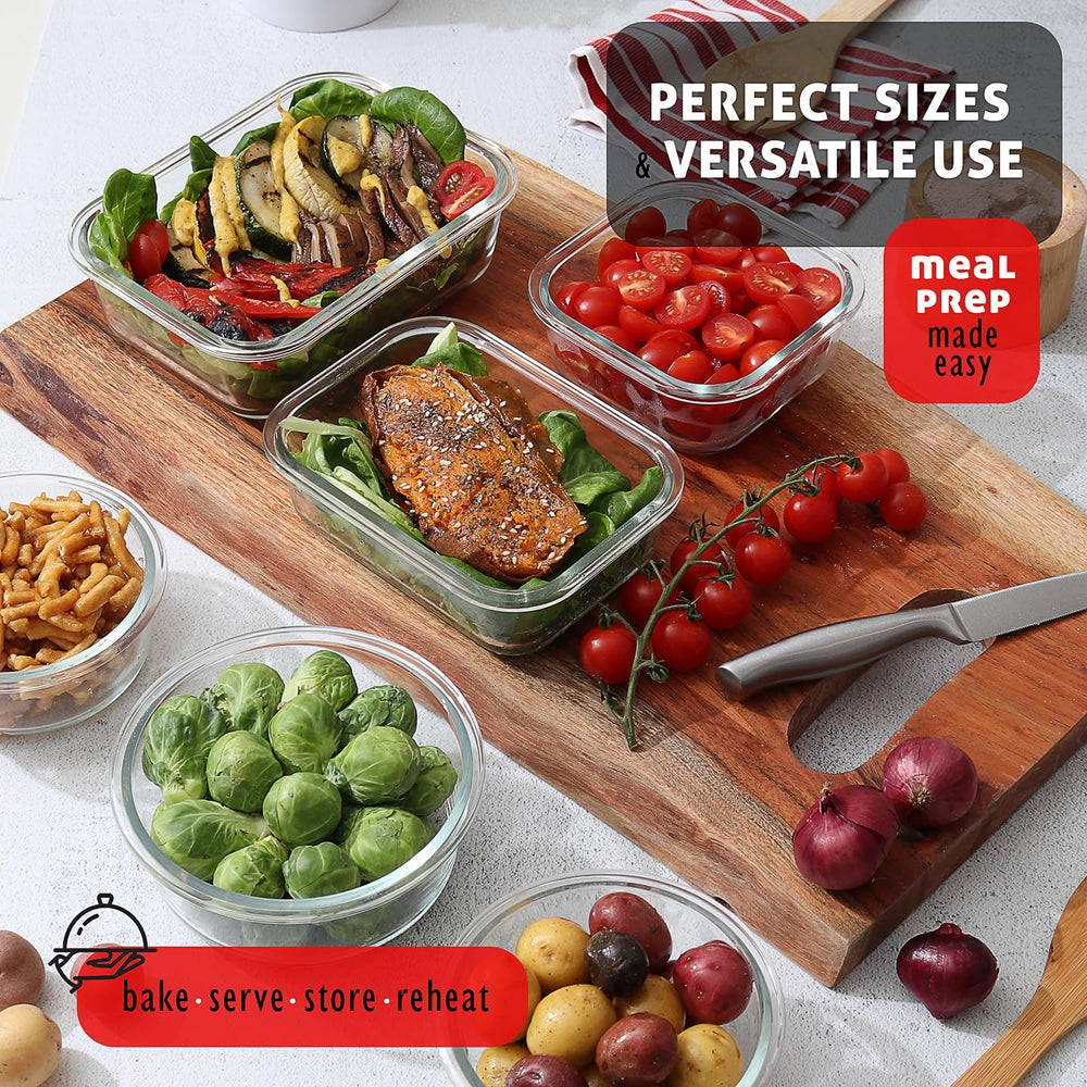 Nestl 48pc Glass Storage Containers with Lids, 24 Glass Food Storage Containe...