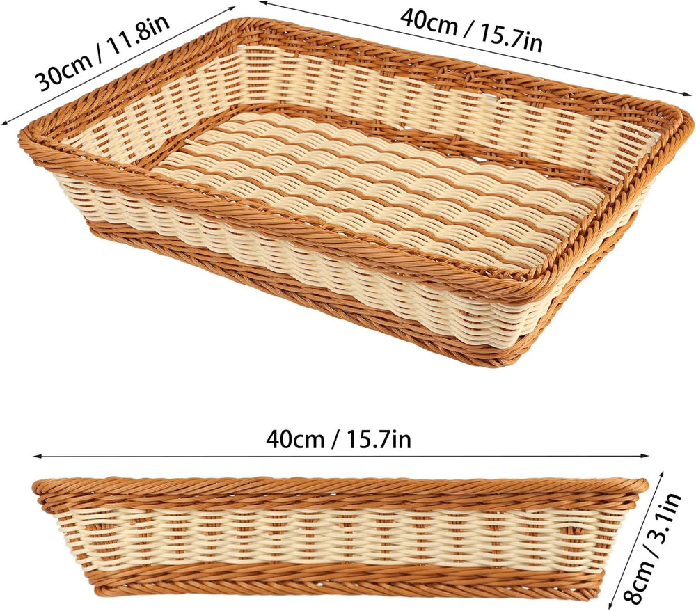 3 PCS 16 Inch Wicker Bread Basket, Woven Serving Basket, Tabletop Food Servin...