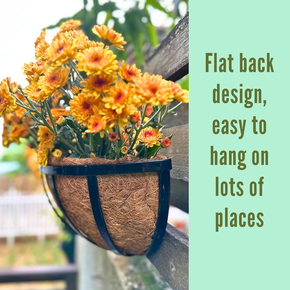 LaLaGreen Outdoor Wall Planter (12 in, 4 Pack) Black Metal Coco Liner Boxes