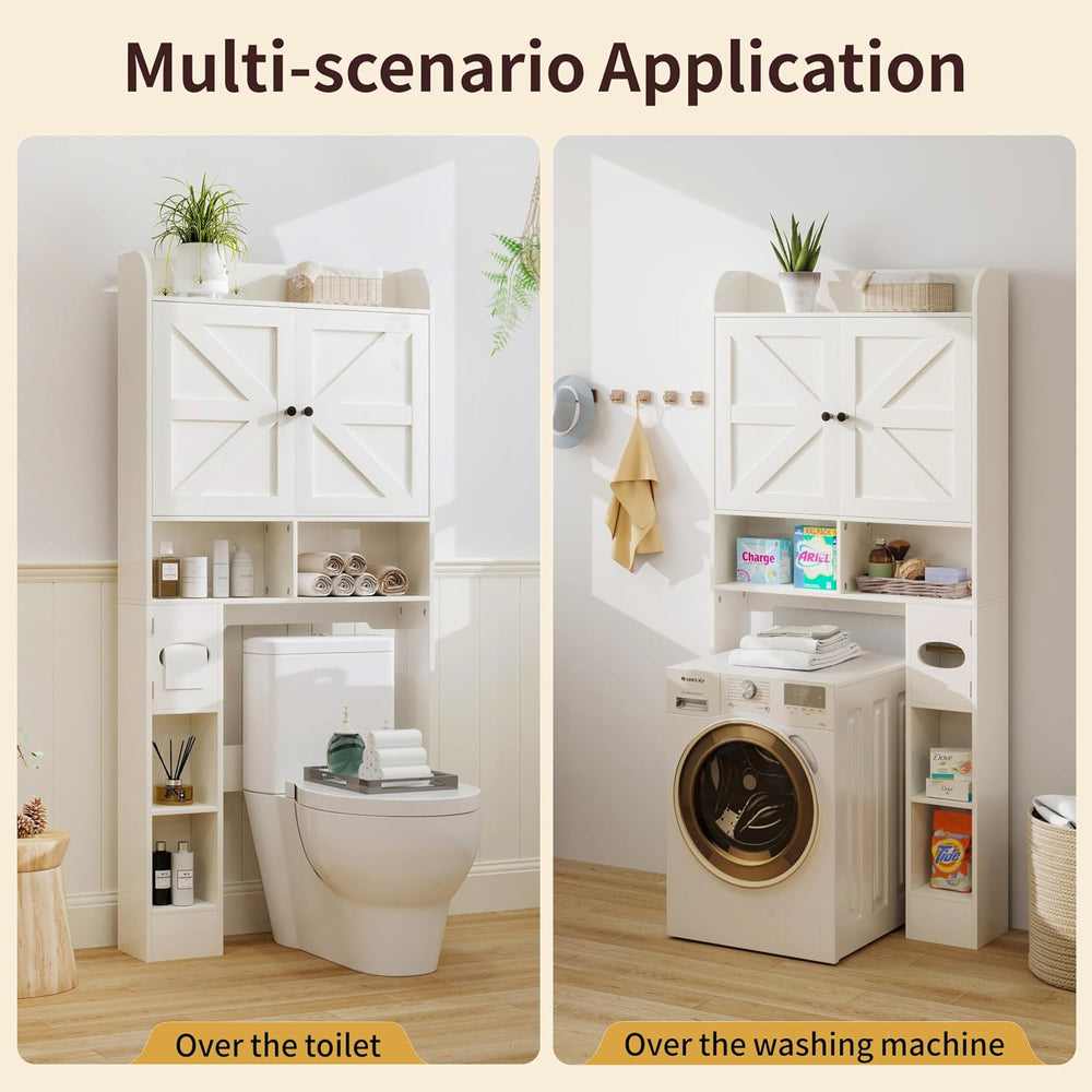 Vipbear Over The Toilet Storage Cabinet, 32.3” W Farmhouse Bathroom Storage C...