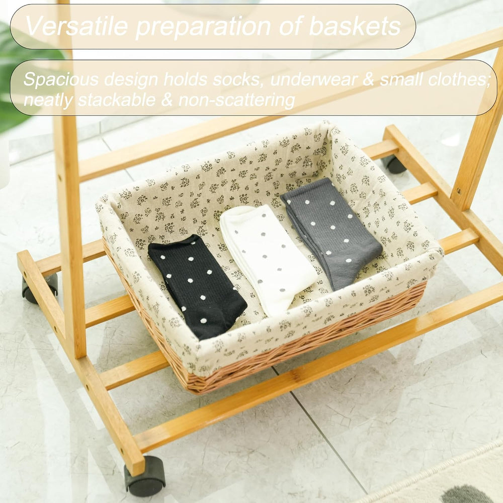 Handwoven Small Wicker Storage Basket with Liner for Organizing