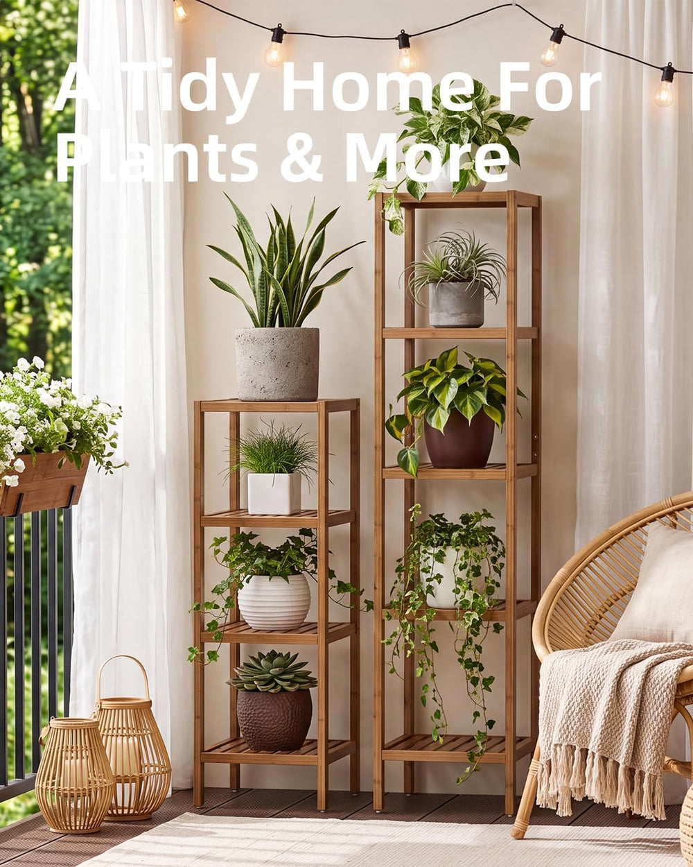 SMIBUY Bathroom Storage Shelf, 4-Tier Bamboo Rack Organizer, Multifunctional ...