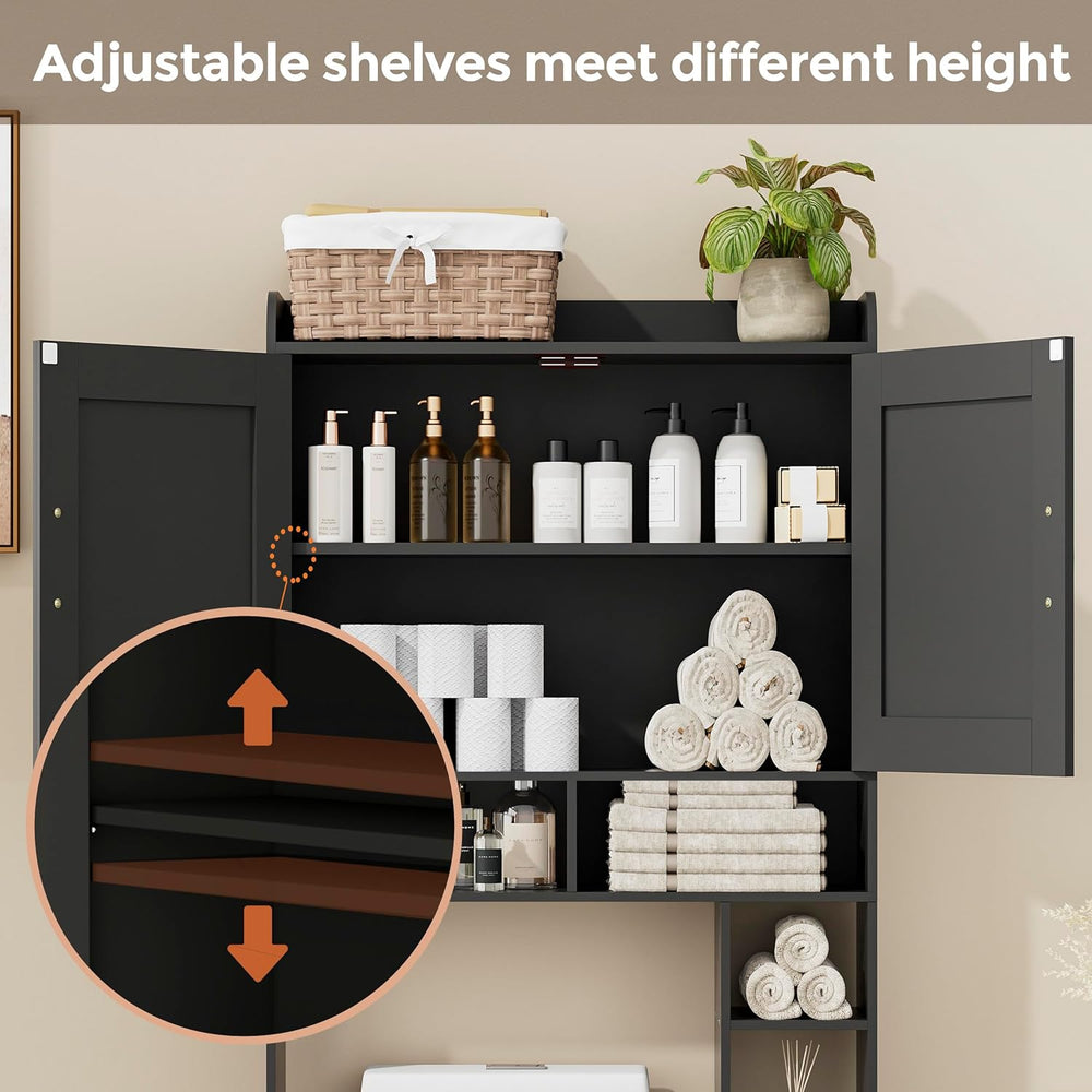 Homhedy Wooden Over The Toilet Storage Cabinet with Barn Door