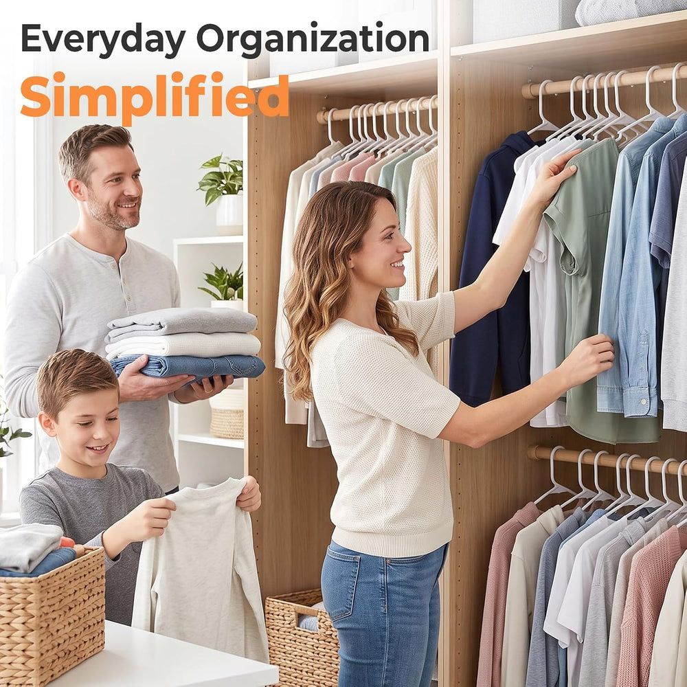 HOUSE DAY White Plastic Hangers 100 Pack, Slim Space Saving Clothes Hangers