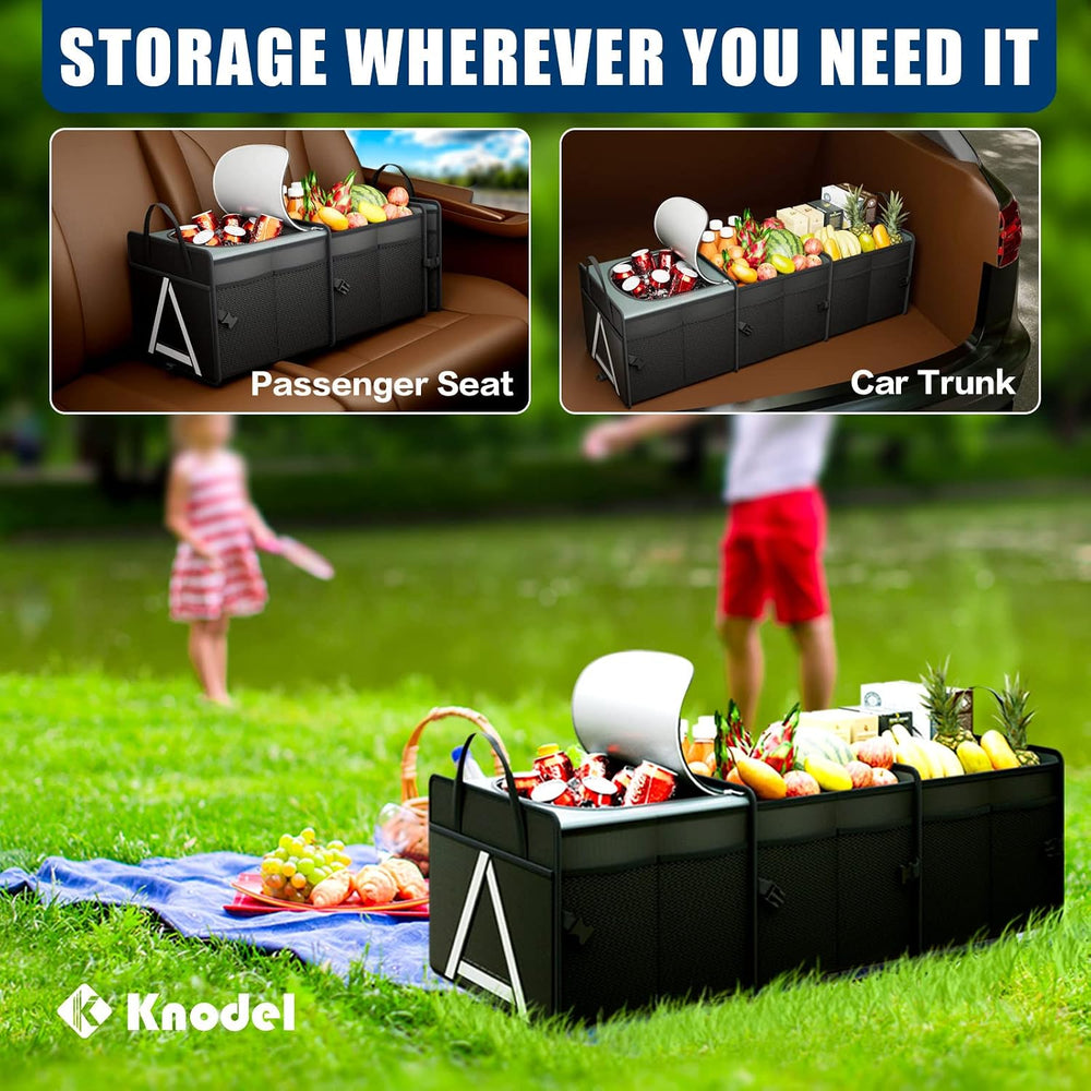 K KNODEL Trunk Organizer Storage with Cooler for Car and SUV (Large, Black)