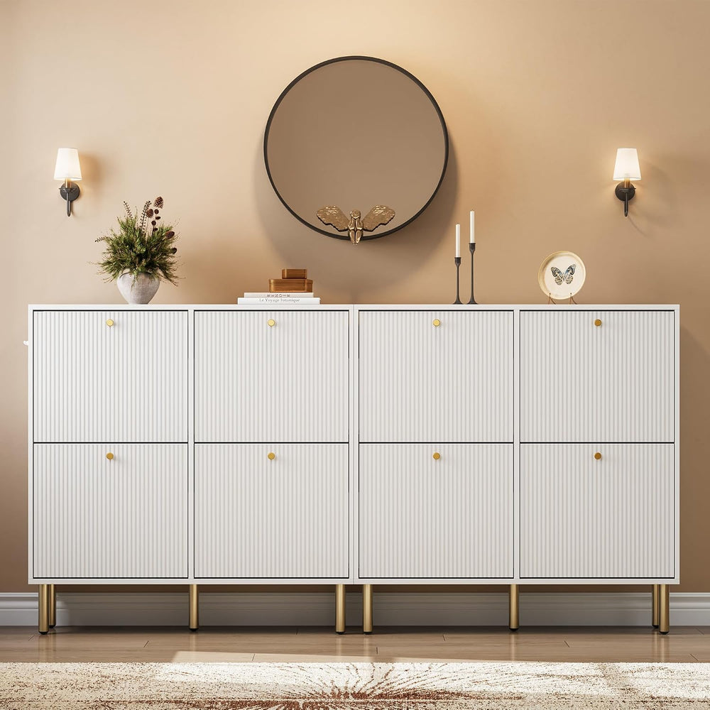 Nicetree Shoe Storage Cabinet for Entryway - 4 Flip Drawers Shoe Cabinet with...