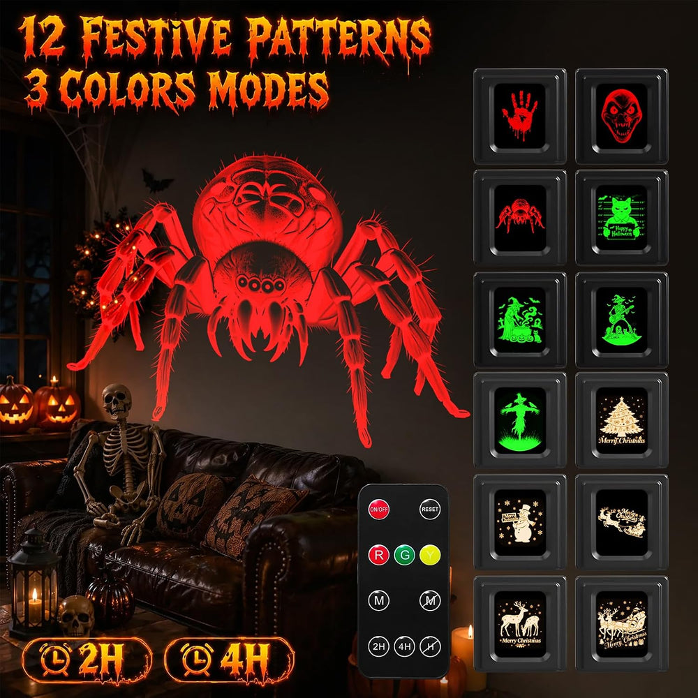 12-in-1 Halloween Projector Lights Outdoor, Dynamic Projection Light