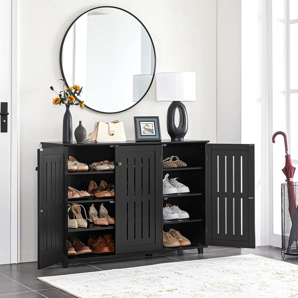 Yaheetech Shoe Cabinet with Doors for Entryway, Closed Storage Rack, Black