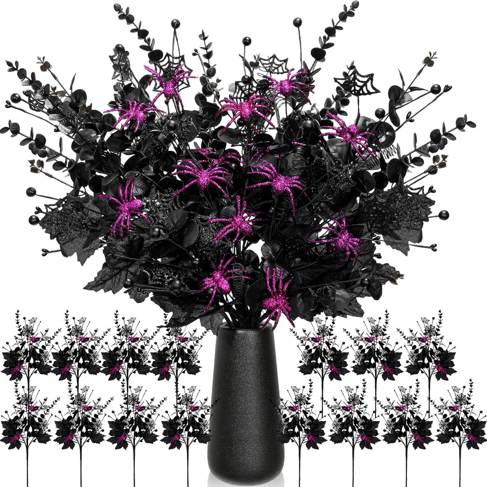 Giegxin 15 Pcs Halloween Floral Picks Artificial Flowers Stems Decorations