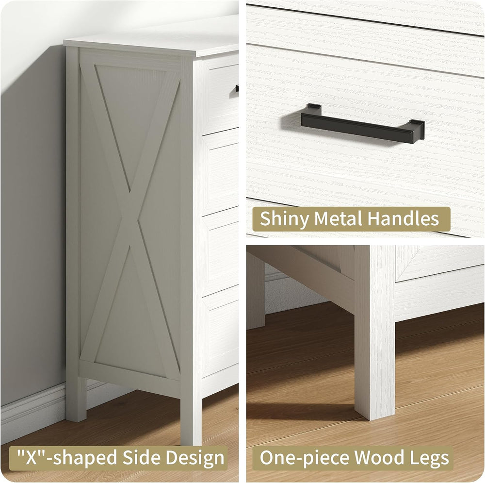 White Farmhouse 9 Drawers Dresser for Bedroom, 55" Wide