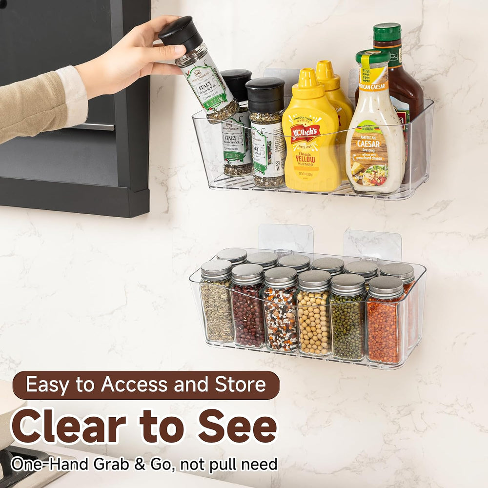 4-Pack Large Cabinet Door Organizer, 11.4" Adhesive Space-Saving Clear Bins