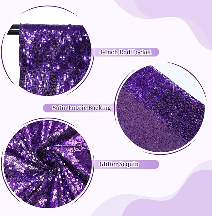 SquarePie Sequin Backdrop Less Transparent Background Sparkly Curtain for Wed...
