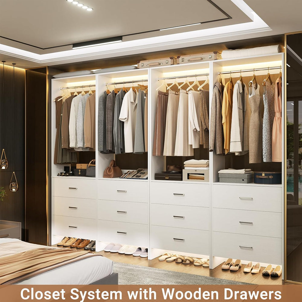 Aheaplus Closet System Closet Organizer, 7.2FT Closets, Set of 4,White