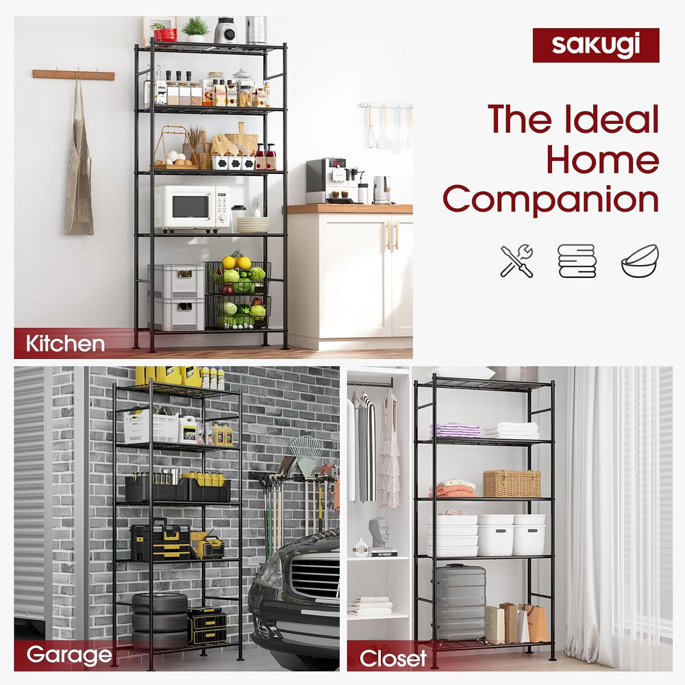 Sakugi 2-Pack 5-Tier Steel Garage Storage Shelves, 33.5"x12.6"x72&q...